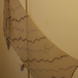 Elegant Beige Scarf with Silver Accents